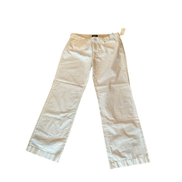 Old Navy Low Waist Ankle Pant Women's Size 12 White Straight Leg Mid Rise Cotton - Picture 1 of 7
